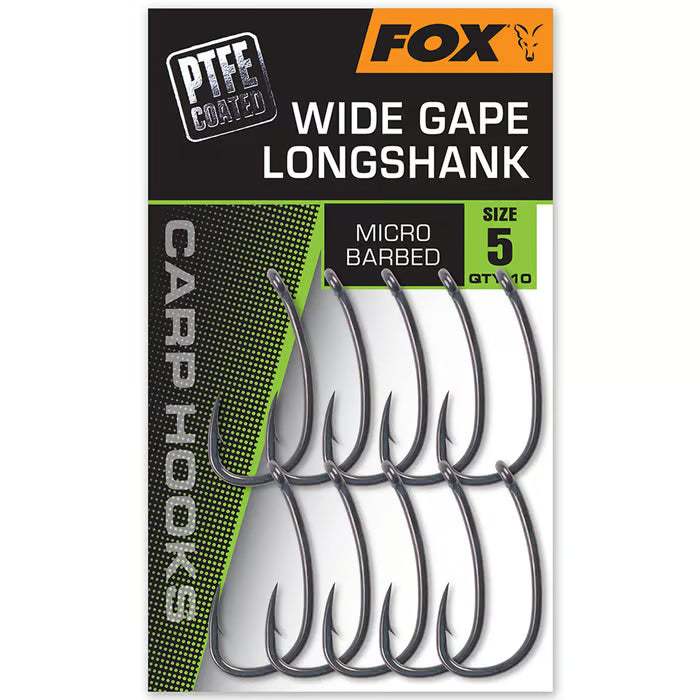 Fox Wide Gape Long Shank Carp Hooks - Micro Barbed
