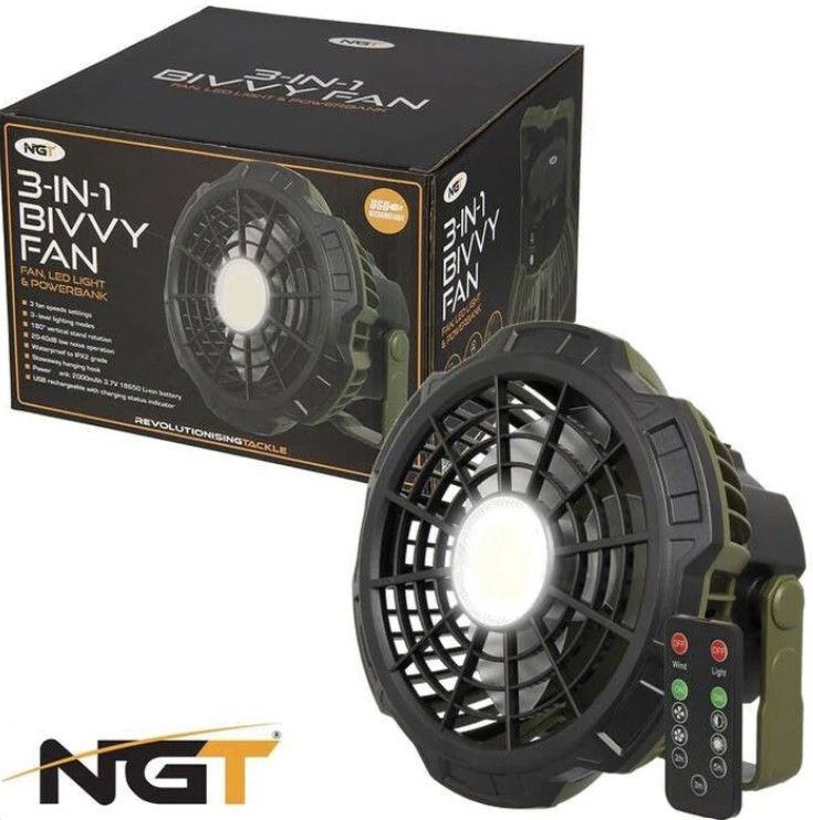 NGT XL Fan - USB Rechargeable Fan with Light and Powerbank