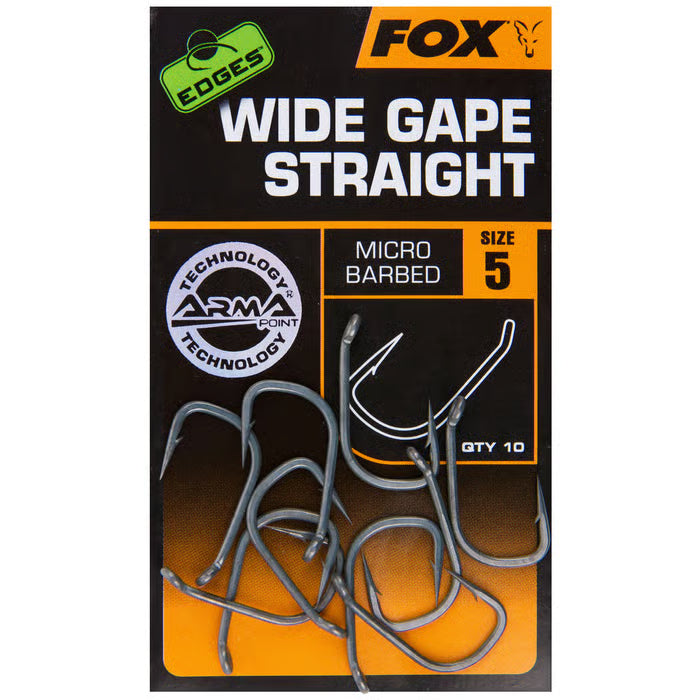 Fox Edges Wide Gape Straight Fishing Hook - Micro Barbed