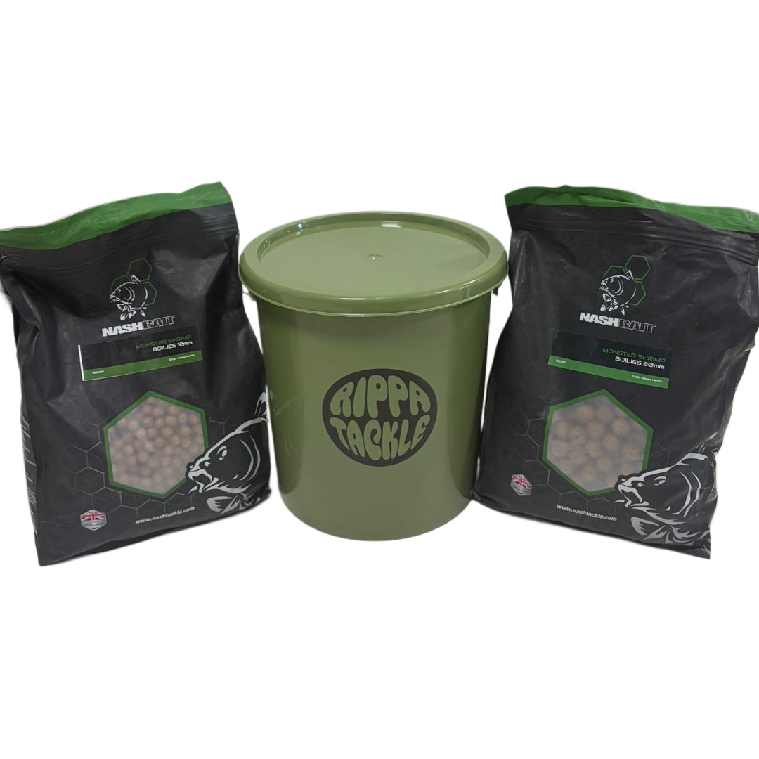 10kg Nashbait Boilies + 15L Rippa Tackle Bucket