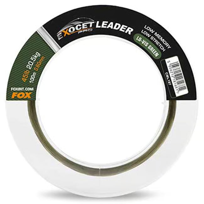 Fox Exocet Pro Mono Snag Leader 100m - Low Vis Green