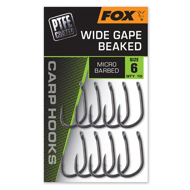 Fox Wide Gape Straight Carp Hooks - Micro Barbed